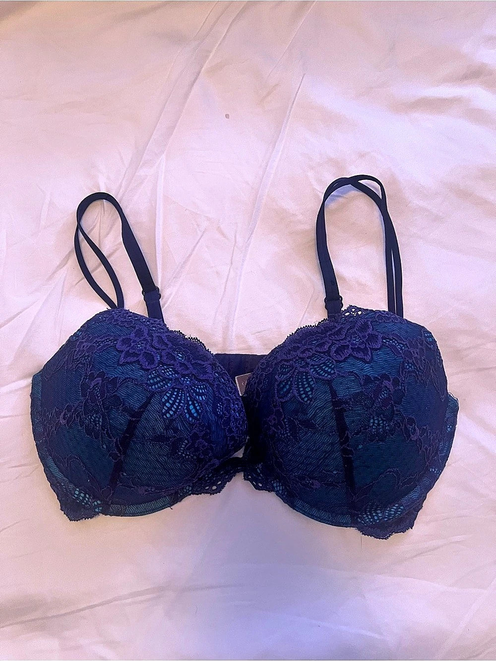 Victoria's Secret Very Sexy Push-Up Bra Floral Lace Bra Blue & Purple 36D
